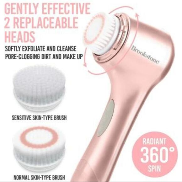 BROOKSTONE CORDLESS 3-IN-1 ROSE GOLD FACIAL SKIN BEAUTY CARE SET - Picture 4 of 9